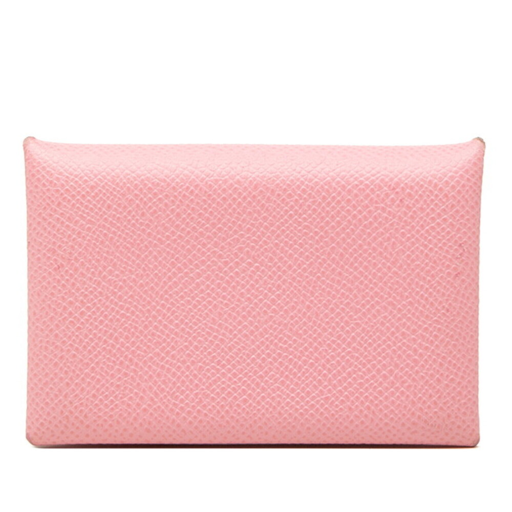 Hermes Calvi Wallet/Coin Case, Z Stamp, 2021 Model, Pink Leather, Women's HERMES